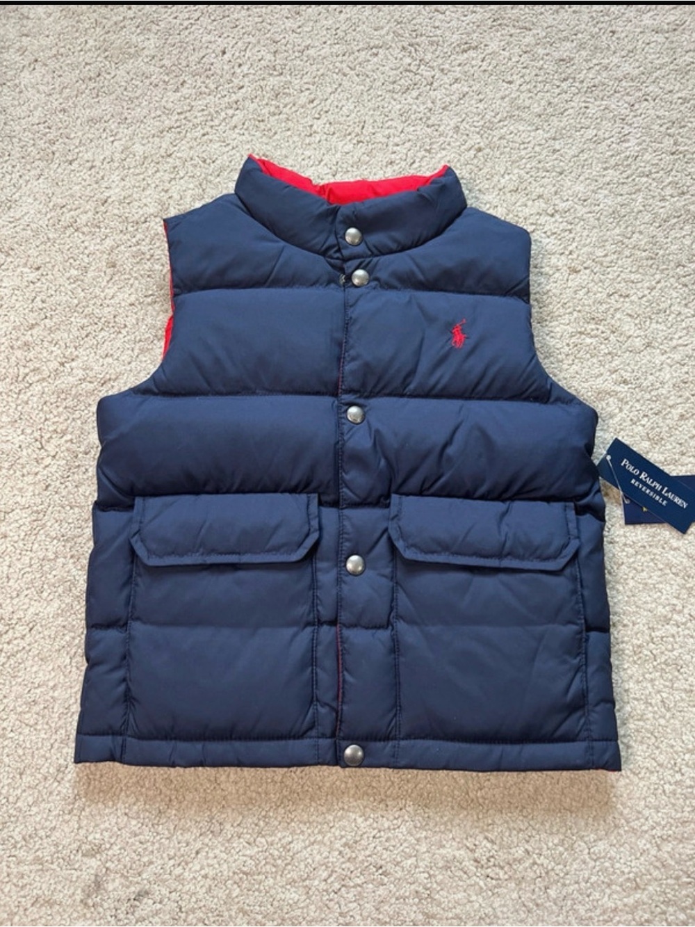 Polo by Ralph Lauren Kids reversible Navy Puffer Vest size 5